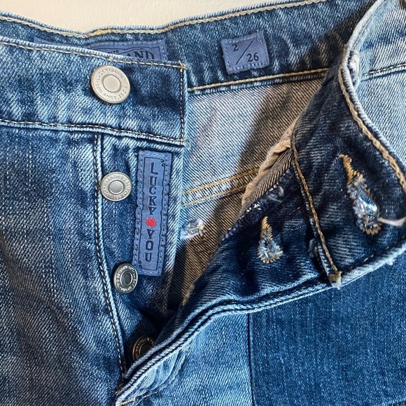 Lucky Brand Boyfriend Jean Shorts with Patches Size 26 - Picture 4 of 11